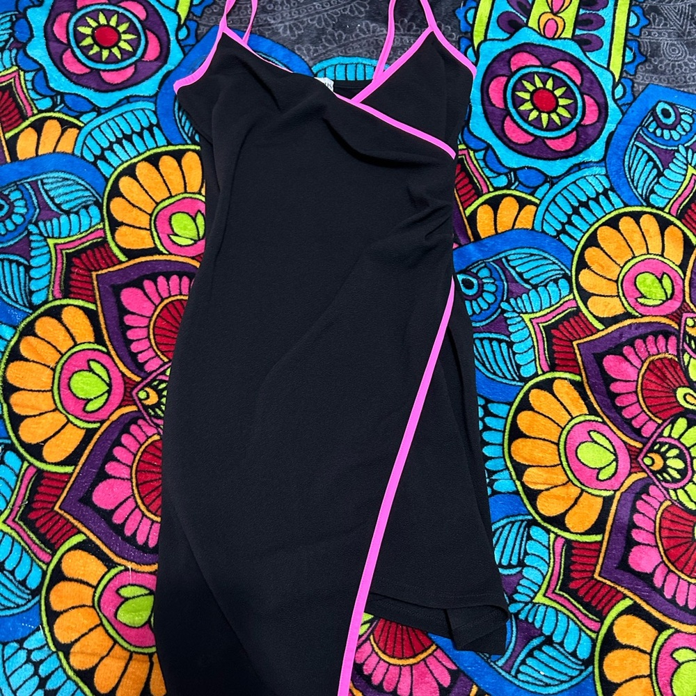 Black Dress with Pink Trim